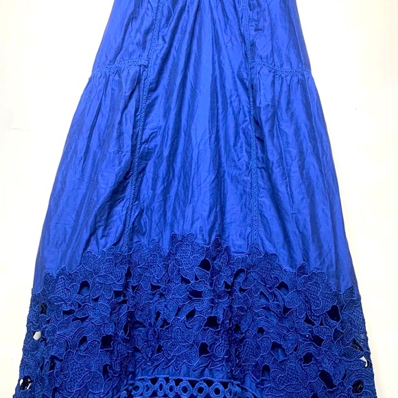 TRYB Tula Shift Dress Blue V Neck Spaghetti Stray Racerback Midi High-Low Hem - Picture 5 of 10